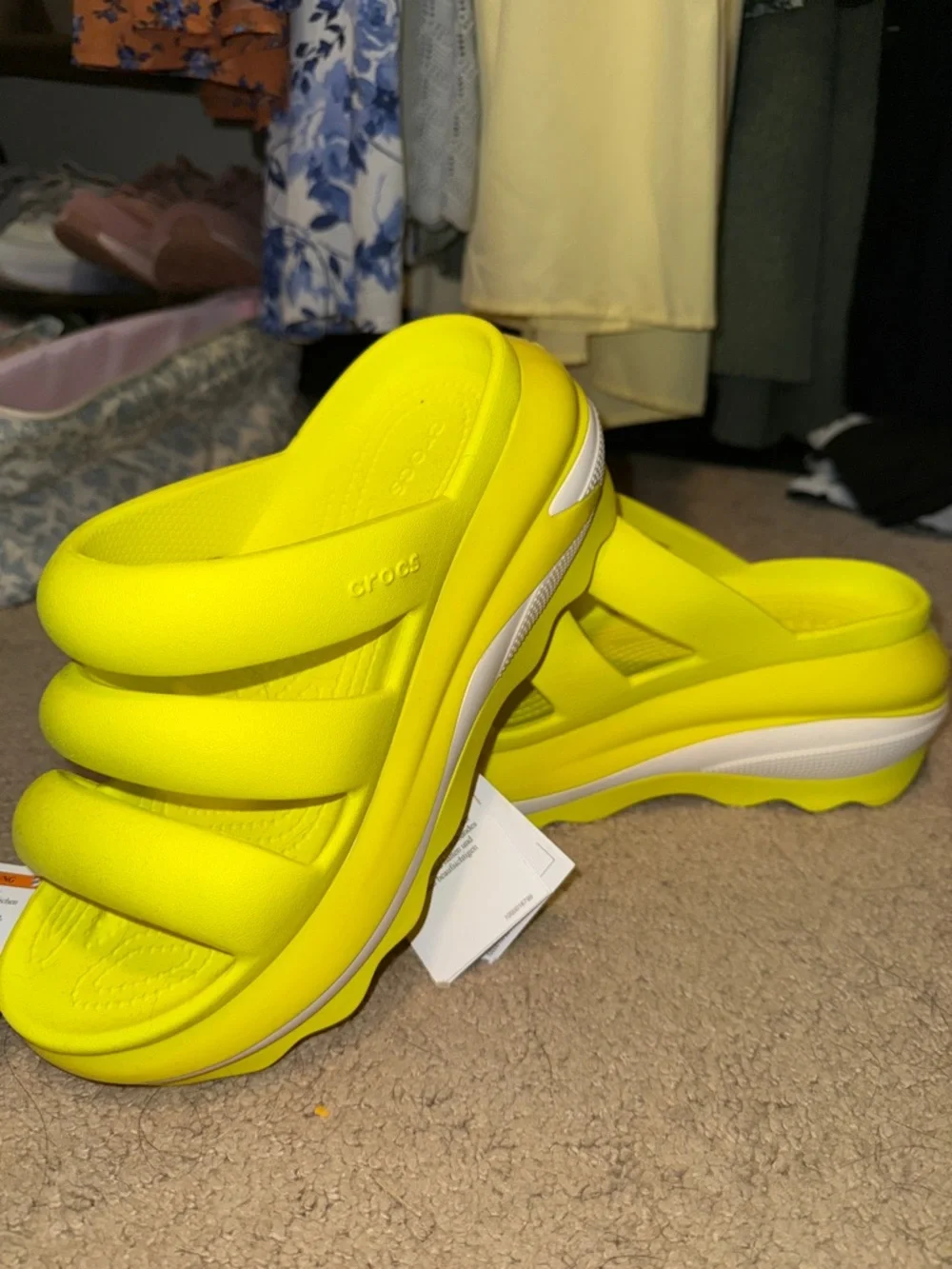 CROCS Women's Padded Platform Slide - Bright Yellow - Picture 1 of 3